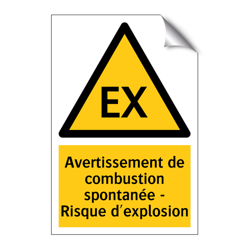 Avertissement de combustion spontanée - Risque d'explosion