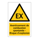 Avertissement de combustion spontanée - Risque d'explosion