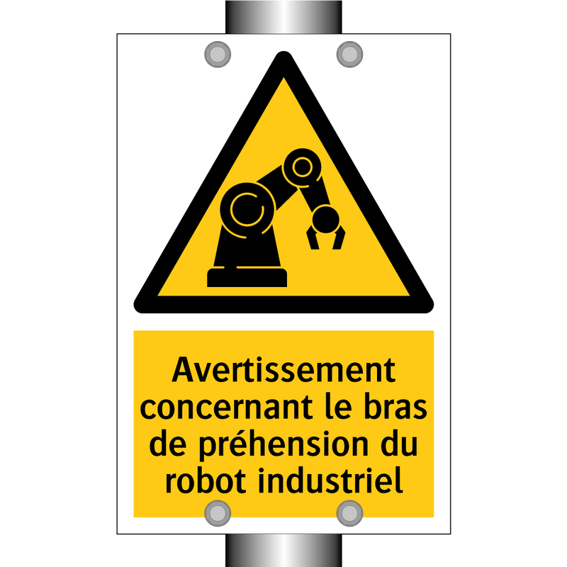 Avertissement concernant le bras de préhension du robot industriel