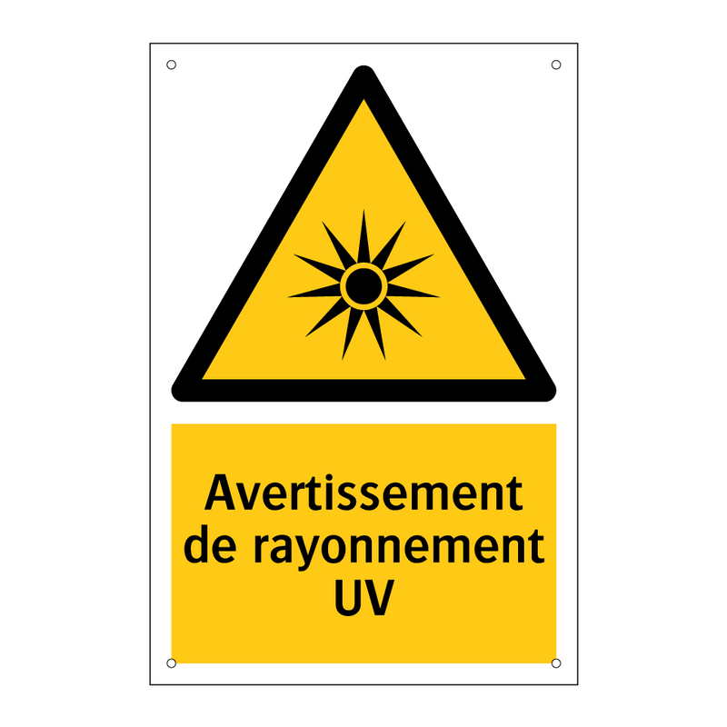 Avertissement de rayonnement UV