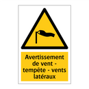Avertissement de vent - tempête - vents latéraux