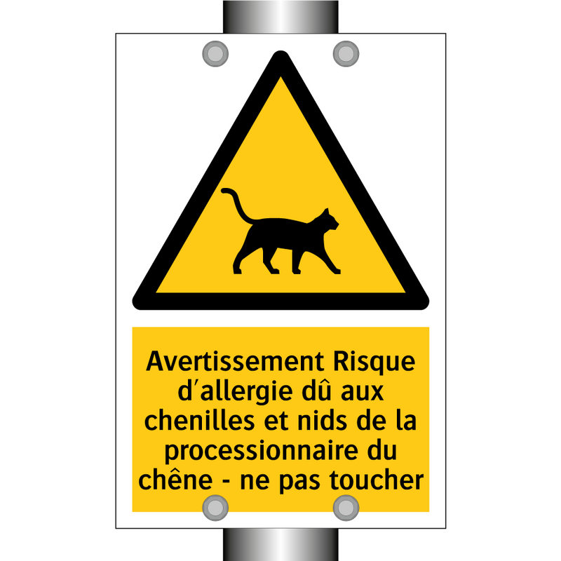 Avertissement Risque d'allergie dû aux chenilles et nids de la processionnaire du chêne - ne pas toucher