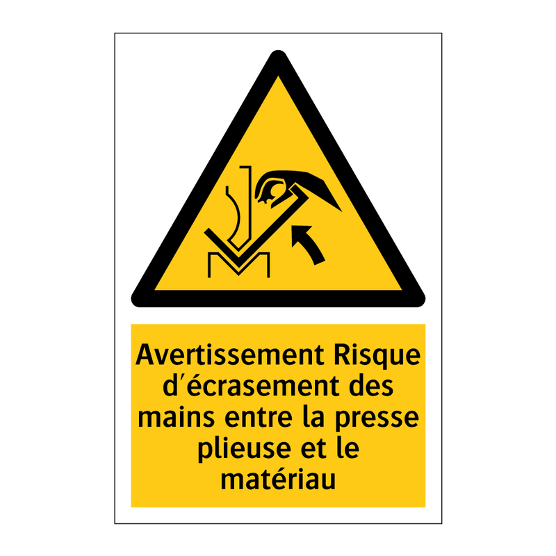 Avertissement Risque d'écrasement des mains entre la presse plieuse et le matériau