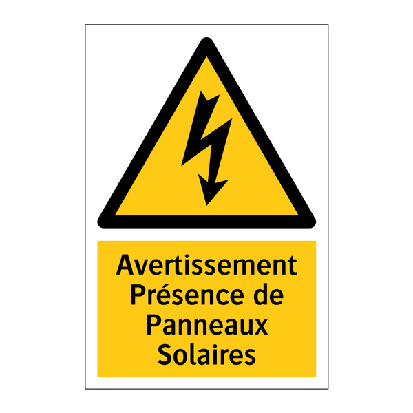 Avertissement Présence de Panneaux Solaires