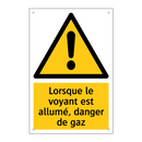 Lorsque le voyant est allumé, danger de gaz