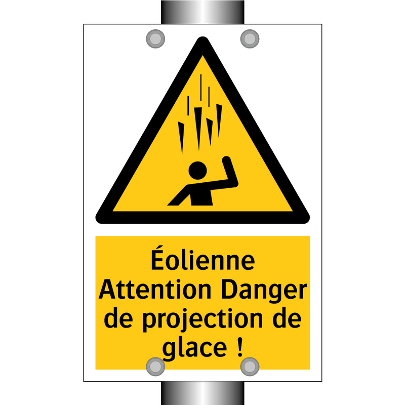 Éolienne Attention Danger de projection de glace !