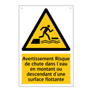 Avertissement Risque de chute dans l'eau en montant ou descendant d'une surface flottante