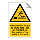Avertissement Risque de chute dans l'eau en montant ou descendant d'une surface flottante