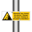 Attention aux chutes de pierres ! Danger de mort ! Entrée et circulation interdites !