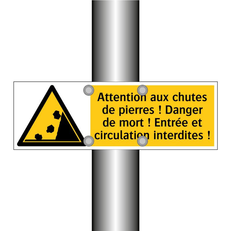 Attention aux chutes de pierres ! Danger de mort ! Entrée et circulation interdites !