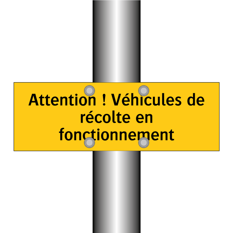 Attention ! Véhicules de récolte en fonctionnement