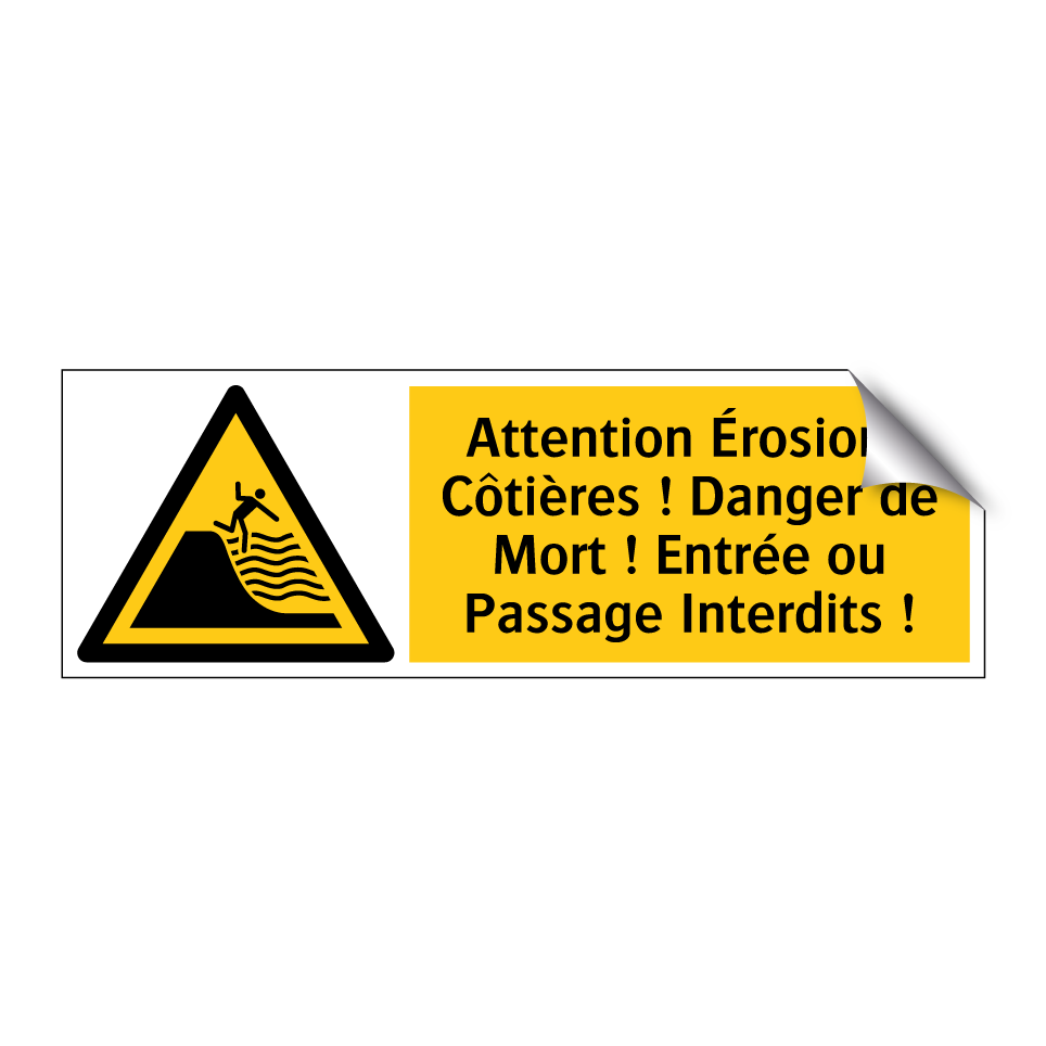Attention Érosions Côtières ! Danger de Mort ! Entrée ou Passage Interdits !