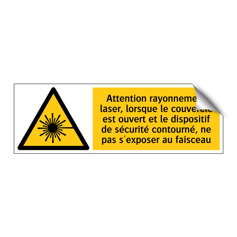 Attention rayonnement laser, lorsque le couvercle est ouvert et le dispositif de sécurité contourné, ne pas s'exposer au faisceau