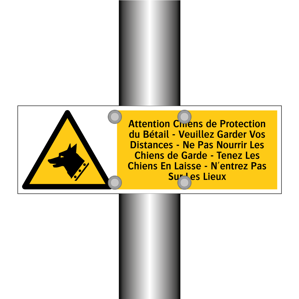 Attention Chiens de Protection du Bétail - Veuillez Garder Vos Distances - Ne Pas Nourrir Les Chiens de Garde - Tenez Les Chiens En Laisse - N'entrez Pas Sur Les Lieux