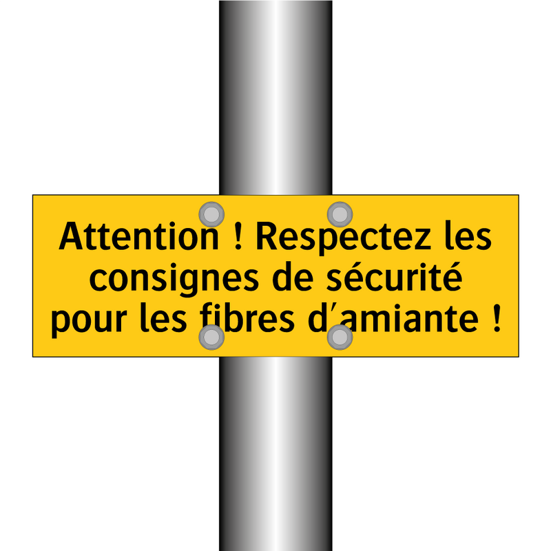 Attention ! Respectez les consignes de sécurité pour les fibres d'amiante !