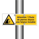 Attention ! Chute de pierres depuis une falaise instable