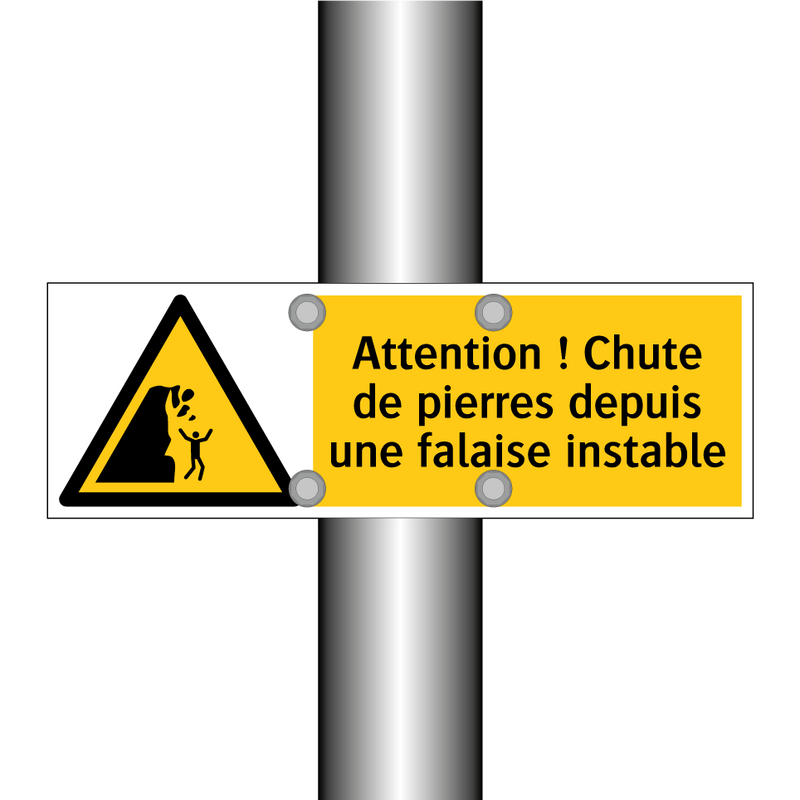 Attention ! Chute de pierres depuis une falaise instable