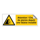 Attention ! Chute de pierres depuis une falaise instable