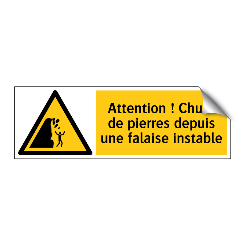 Attention ! Chute de pierres depuis une falaise instable