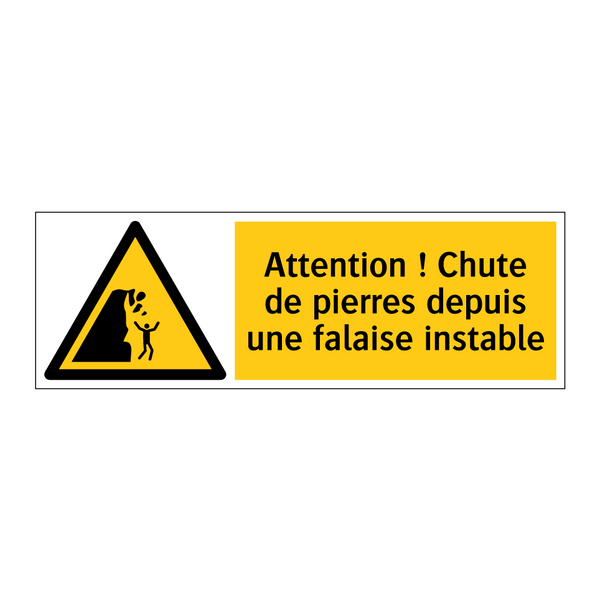 Attention ! Chute de pierres depuis une falaise instable
