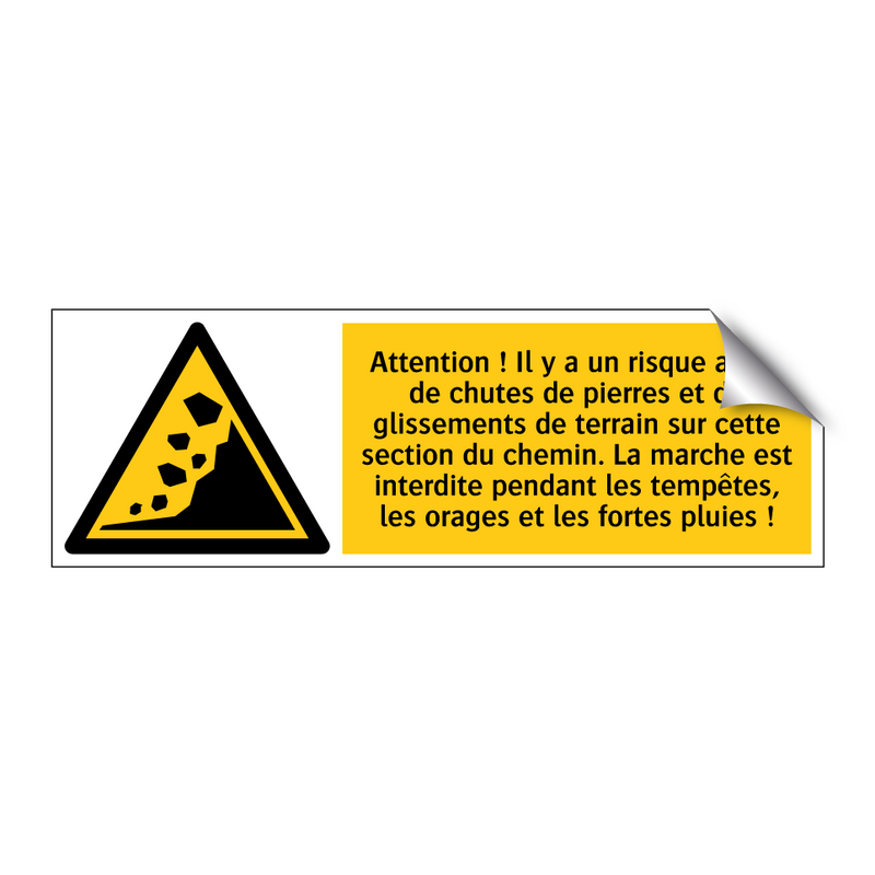 Attention ! Il y a un risque accru de chutes de pierres et de glissements de terrain sur cette section du chemin. La marche est interdite pendant les tempêtes, les orages et les fortes pluies !