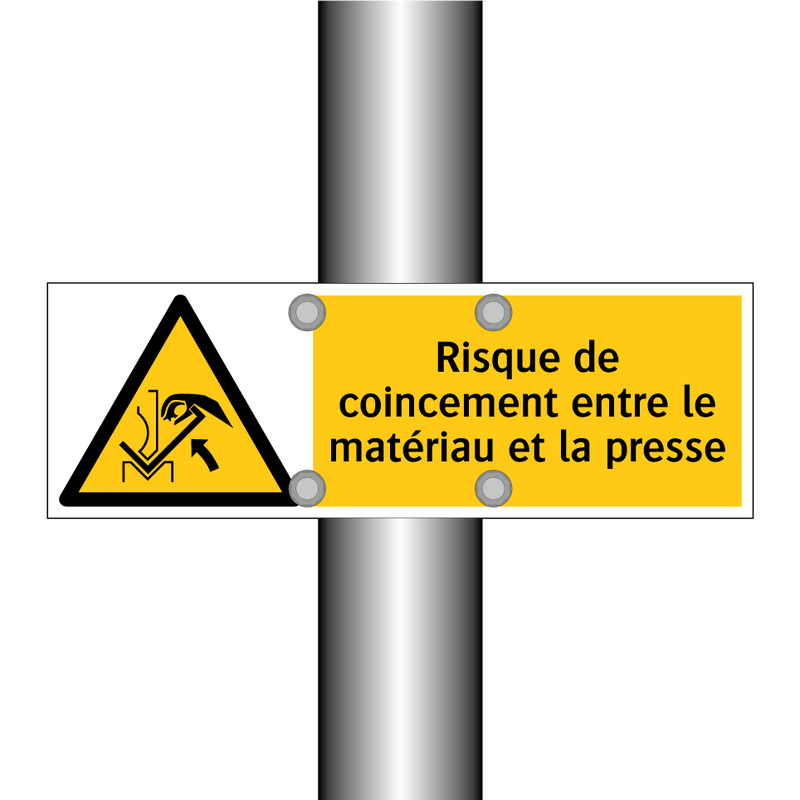 Risque de coincement entre le matériau et la presse