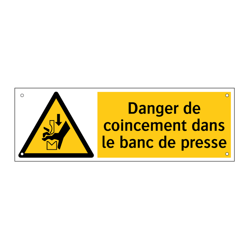 Danger de coincement dans le banc de presse