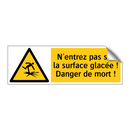 N'entrez pas sur la surface glacée ! Danger de mort !
