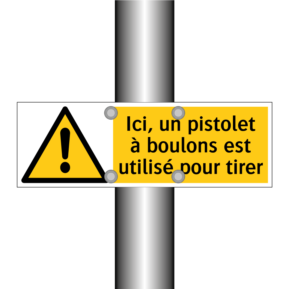 Ici, un pistolet à boulons est utilisé pour tirer