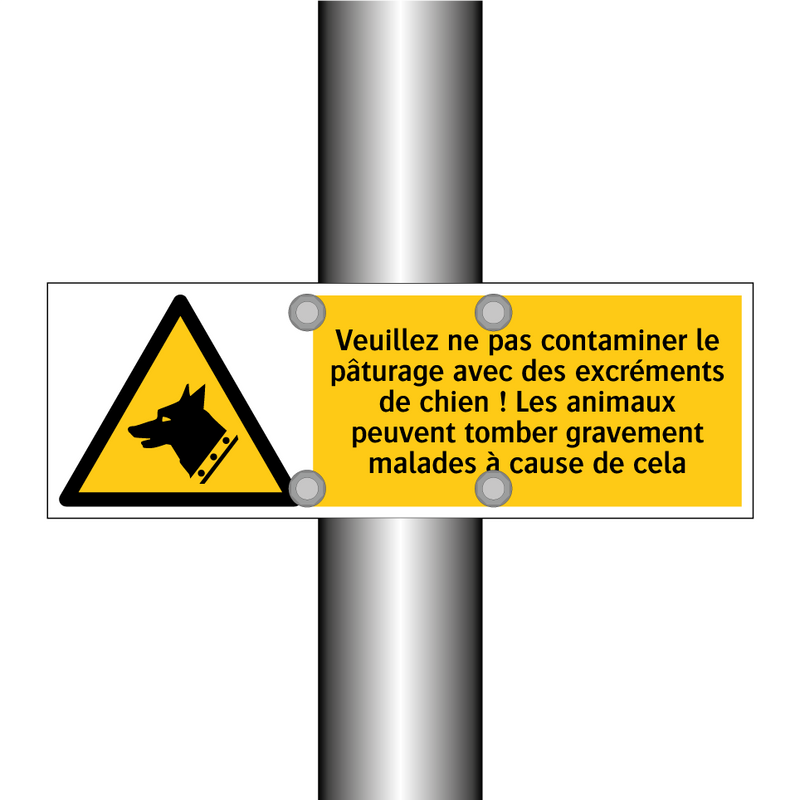 Veuillez ne pas contaminer le pâturage avec des excréments de chien ! Les animaux peuvent tomber gravement malades à cause de cela