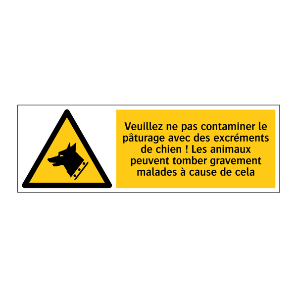 Veuillez ne pas contaminer le pâturage avec des excréments de chien ! Les animaux peuvent tomber gravement malades à cause de cela
