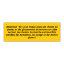 Attention ! Il y a un risque accru de chutes de pierres et de glissements de terrain sur cette section du chemin. La marche est interdite pendant les tempêtes, les orages et les fortes pluies !