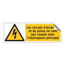 Les circuits d'éclairage et de prises ne sont pas coupés avec l'interrupteur principal