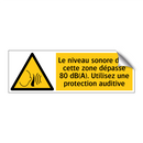 Le niveau sonore dans cette zone dépasse 80 dB(A). Utilisez une protection auditive