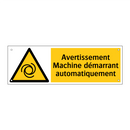 Avertissement Machine démarrant automatiquement