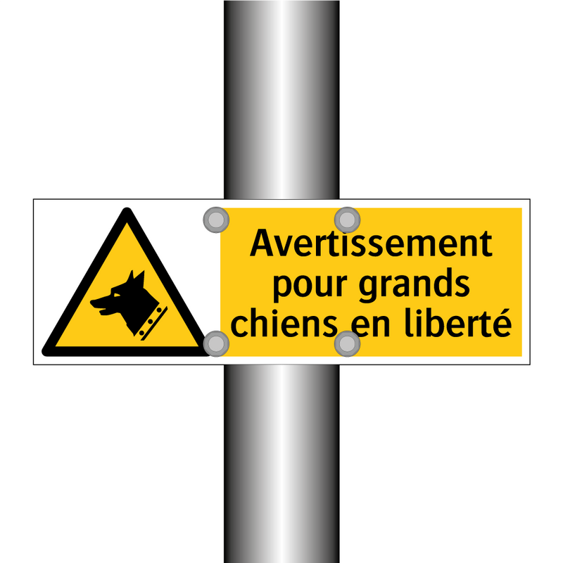 Avertissement pour grands chiens en liberté