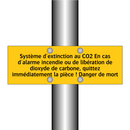 Système d'extinction au CO2 En cas d'alarme incendie ou de libération de dioxyde de carbone, quittez immédiatement la pièce ! Danger de mort