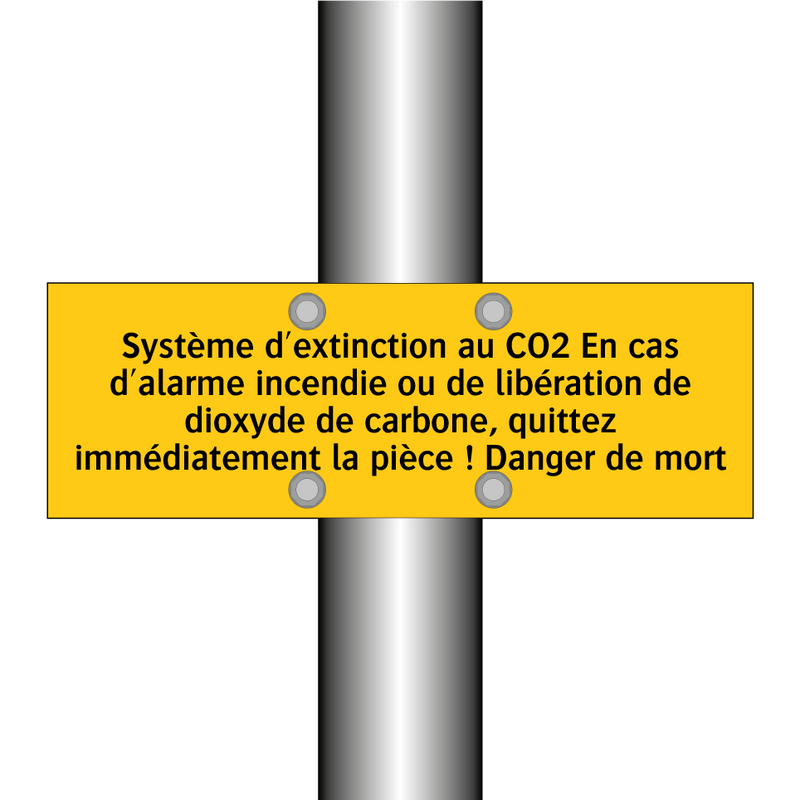 Système d'extinction au CO2 En cas d'alarme incendie ou de libération de dioxyde de carbone, quittez immédiatement la pièce ! Danger de mort