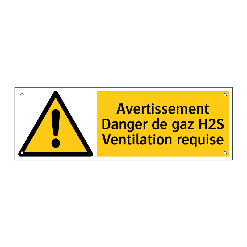 Avertissement Danger de gaz H2S Ventilation requise
