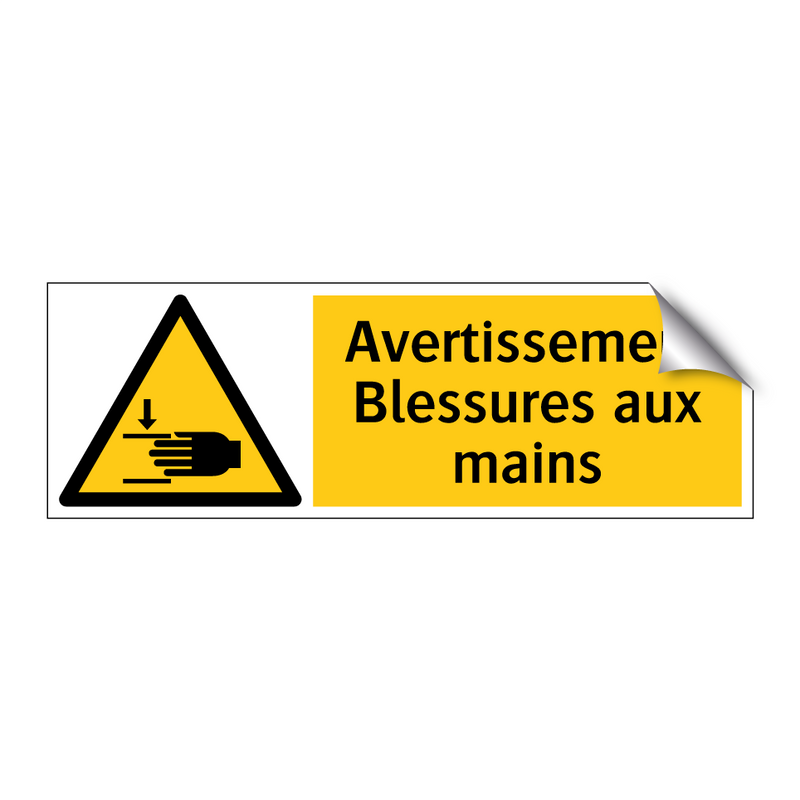 Avertissement Blessures aux mains