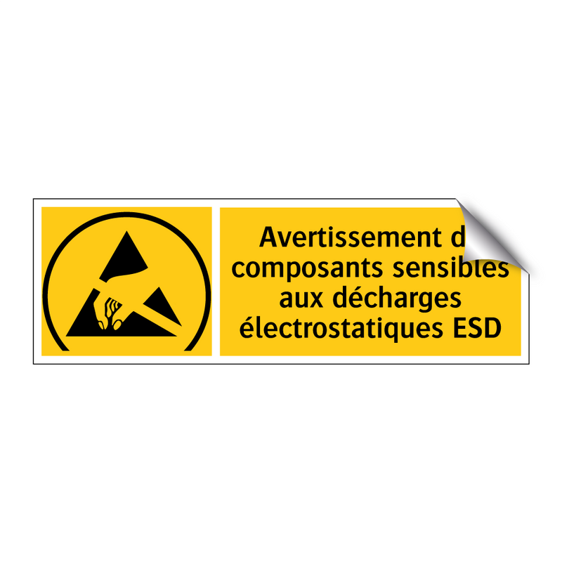 Avertissement de composants sensibles aux décharges électrostatiques ESD