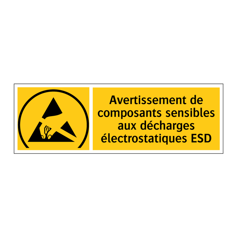 Avertissement de composants sensibles aux décharges électrostatiques ESD