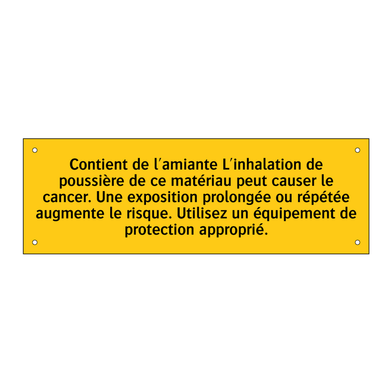 Contient de l'amiante L'inhalation de poussière de ce matériau peut causer le cancer. Une exposition prolongée ou répétée augmente le risque. Utilisez un équipement de protection approprié