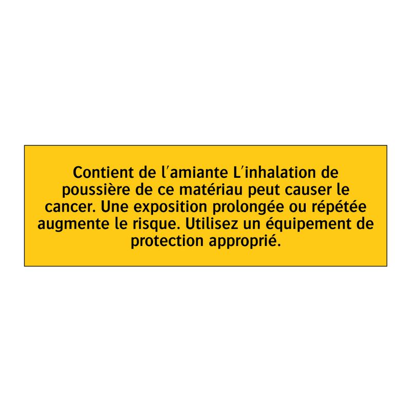 Contient de l'amiante L'inhalation de poussière de ce matériau peut causer le cancer. Une exposition prolongée ou répétée augmente le risque. Utilisez un équipement de protection approprié