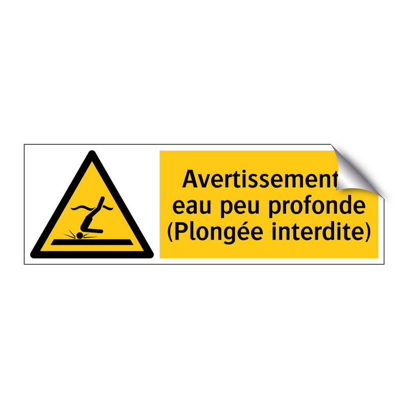 Avertissement : eau peu profonde (Plongée interdite)