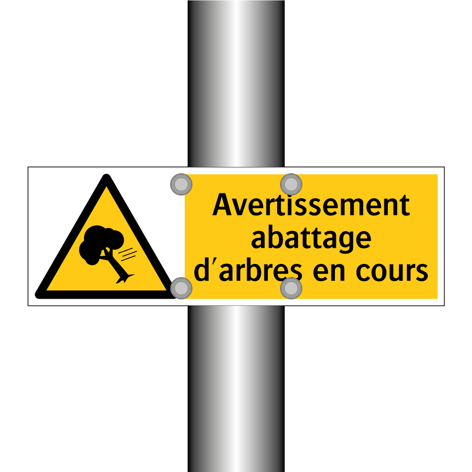 Avertissement abattage d'arbres en cours