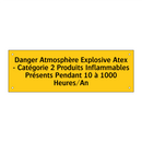Danger Atmosphère Explosive Atex - Catégorie 2 Produits Inflammables Présents Pendant 10 à 1000 Heures/An