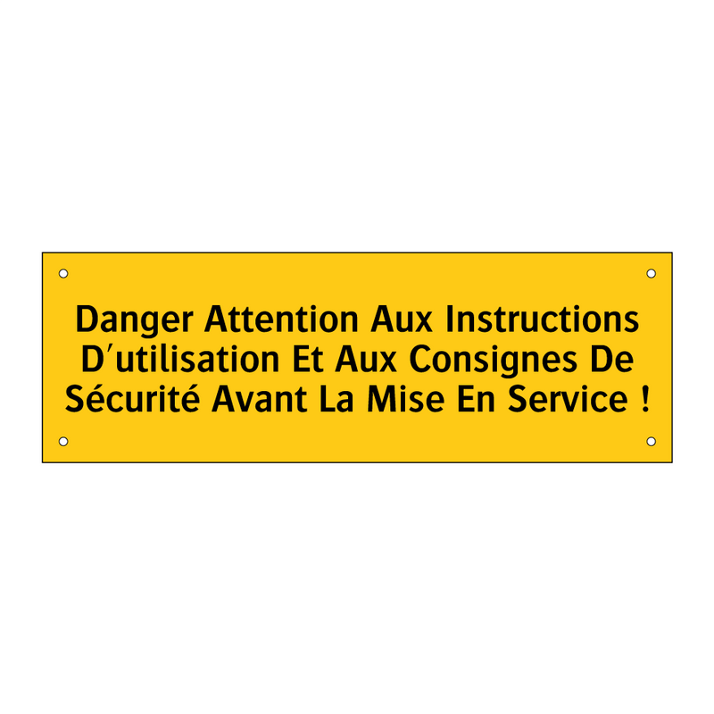 Danger Attention Aux Instructions D'utilisation Et Aux Consignes De Sécurité Avant La Mise En Service !