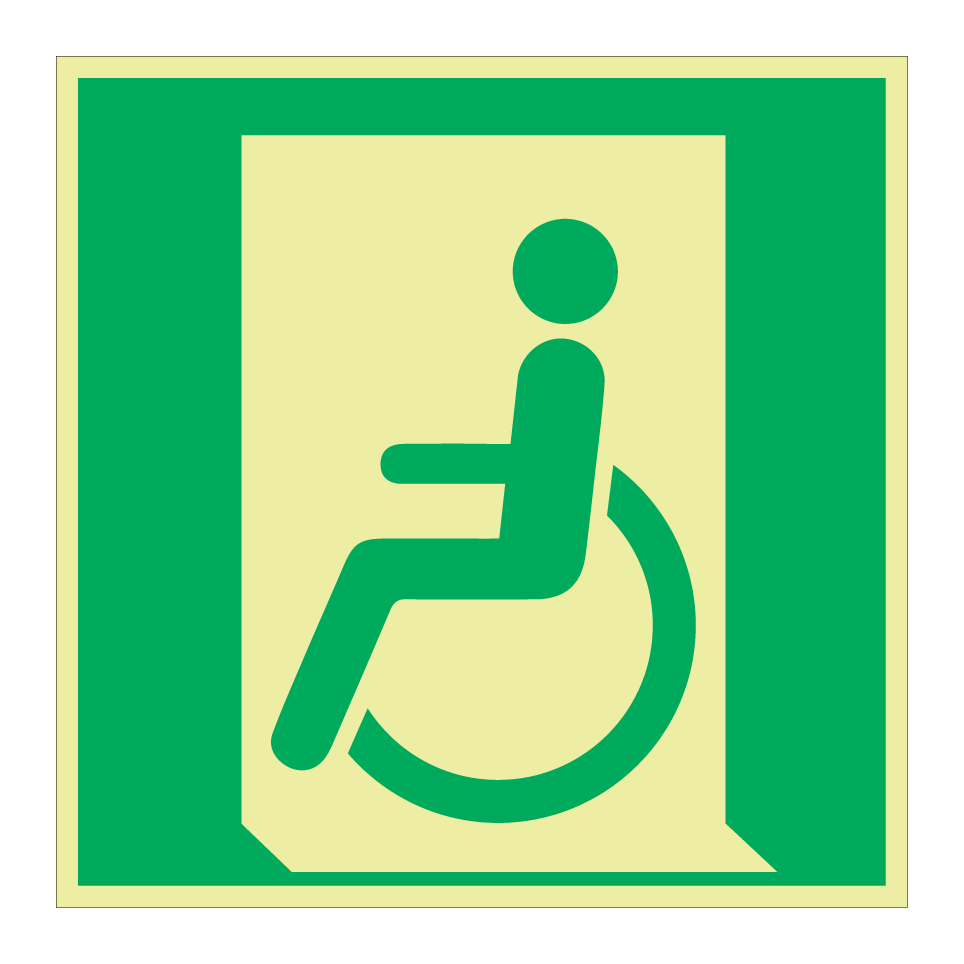 E026 Sortie de secours pour personnes incapables de marcher ou ayant une déficience de la marche (gauche)