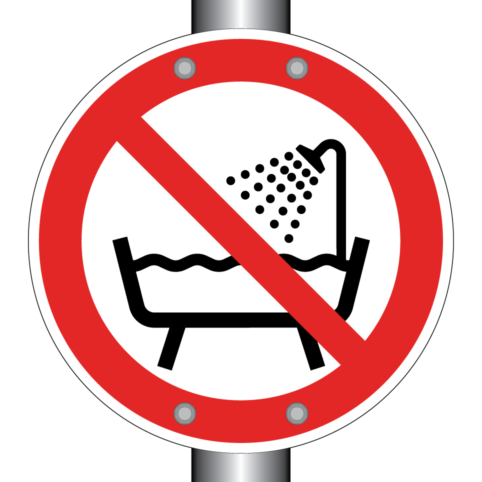 P026 Ne pas utiliser ce dispositif dans une baignoire, une douche ou dans un réservoir rempli d’eau
